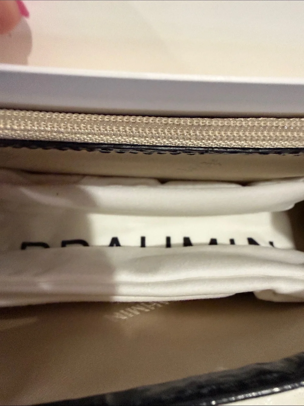 Brahmin Minuette Black & Cream Zebra-Embossed Crossbody Wallet